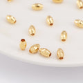 18K Gold Plated Oval Shape Bead Color Retention Will Not Oxidize Brass Barrel Beads Carved Loose Spacer Beads