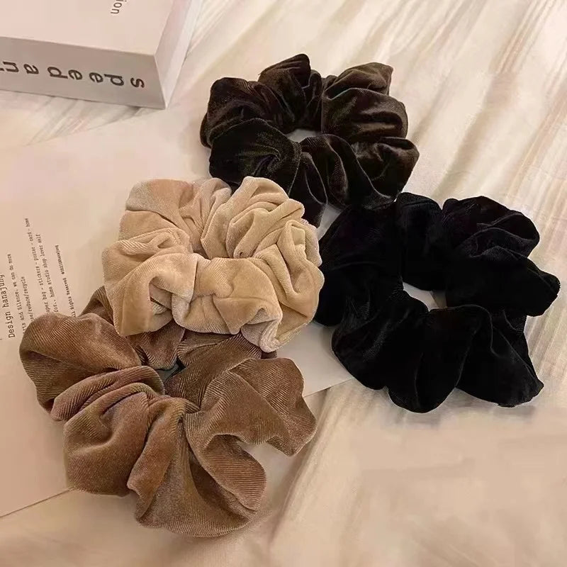 Large Vintage Style Soft Velvet Elastics Hair Ties Scrunchy Oversize Hair Band for Girls
