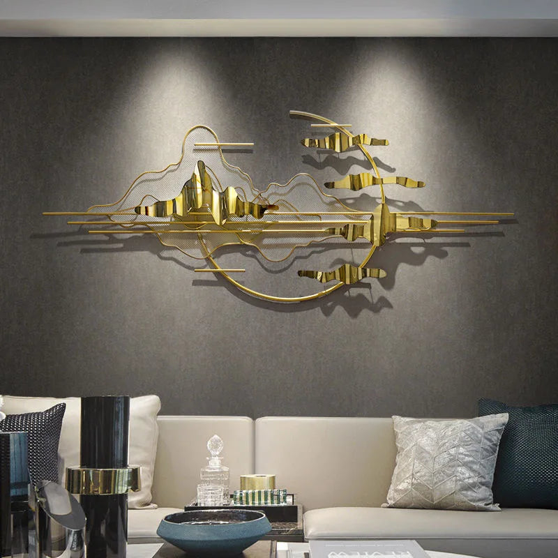 135x56 Gold Metal Handicraft Decoration Living Room Wall Creative Iron Light Luxury Wall Art Hanging Dropshipping Products