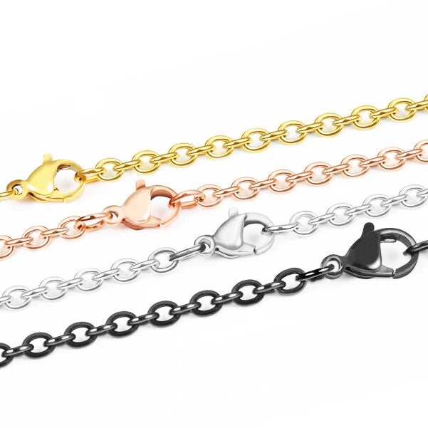 BMZ 2024 Real Gold Ion Plated 14K 18K O Shape Chain Necklace Best Fit-size 45cm+5cm End Chain with 5cm Blade 2 Years Guarantee