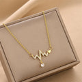 Hot Selling Inlaid Rhinestone Necklace O Chain Heart Choker Necklace Electrocardiogram Stainless Steel Necklace