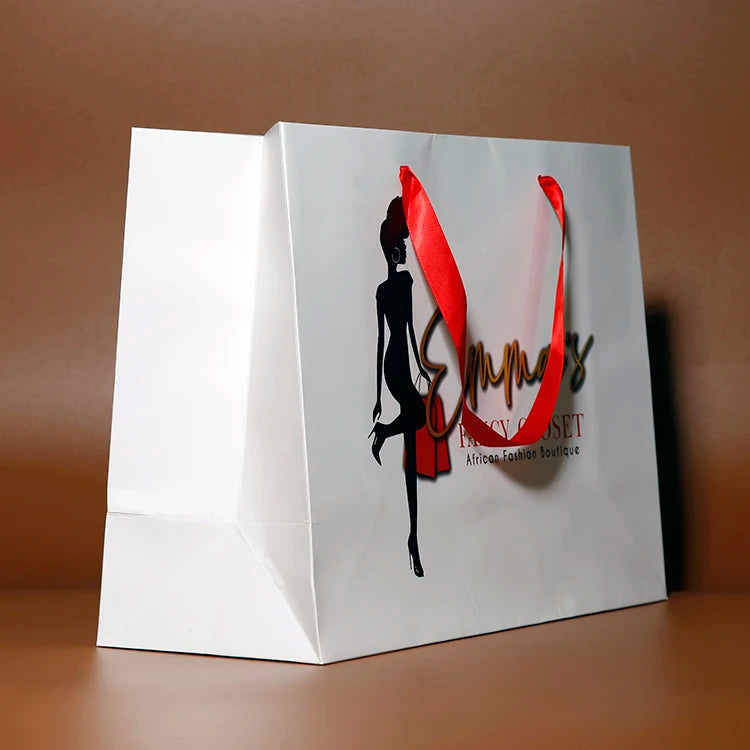 Custom Luxury Printed Craft Paper Bag with Silk Ribbon Handle Tote Bag for Gift Packaging and Promotion Gift Bag Your Own Logo