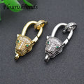 Silver Gold Plated CZ Paved Animal Leopard Head Lobster Clasp Charms for Jewelry Making Suppliers
