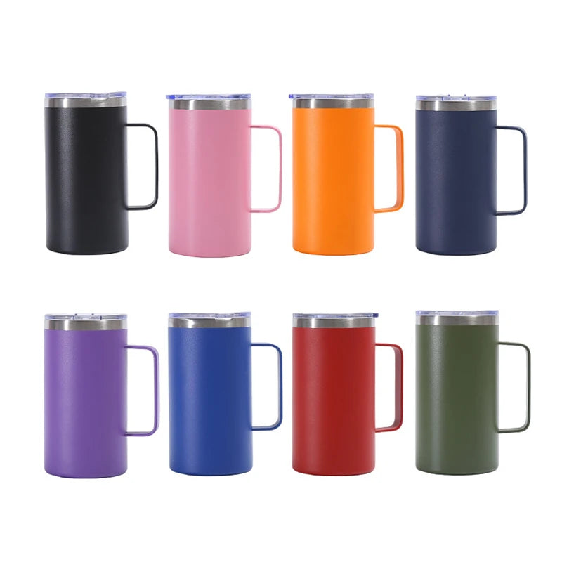 24oz Stainless Steel Tumbler With Handle Custom Logo Water Bottle Thermos Double Wall Vacuum 12oz 14oz 24oz Travel Coffee Mug