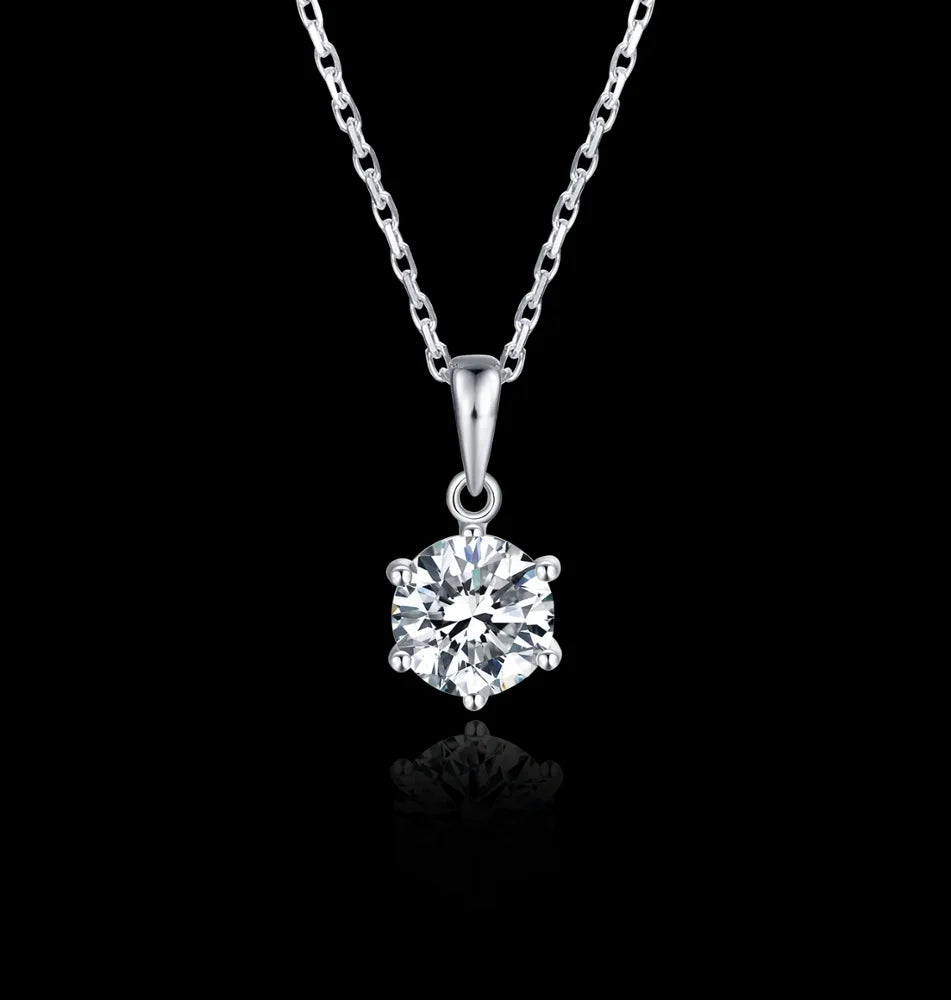 6.5MM Moissanite Diamond Pendant Fashionable 925 Sterling Silver Jewelry Necklace for Women