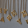 Hot Selling Classic Initial Necklace Women Luxury 18K Gold Plated Stainless Steel 3D Hollow Alphabet Letter Pendant Necklace