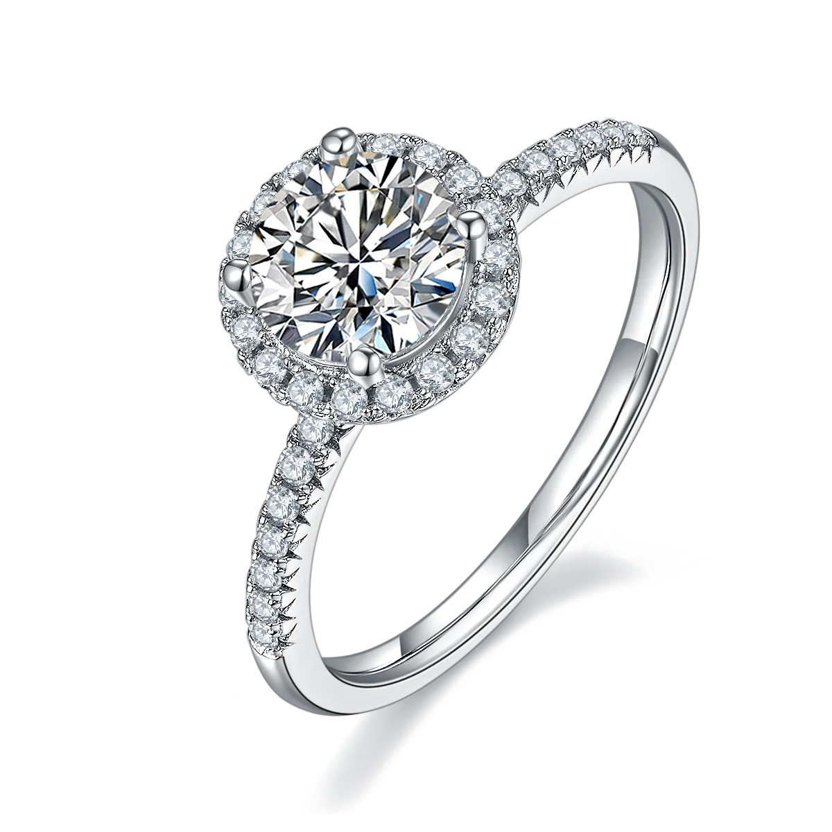 Fine Jewelry Moissanite S925 Sterling Silver Ring 1 Carat D VVS Moissanite Solitaire Diamond Ring for Lady Gift