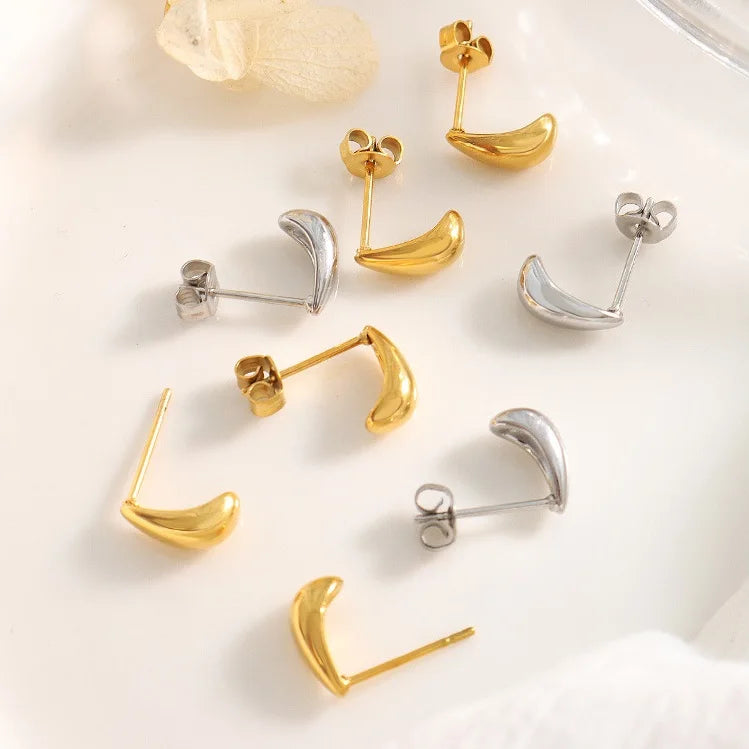 Ins Stainless Steel 18k Gold Plated Earrings Waterproof Elegant Mini Water Drop Stud Earrings for Women