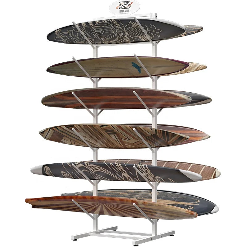 Metal Floor Snowboard  White Display Stand 1set with Fright Display Rack for Sample of Wood Scooter