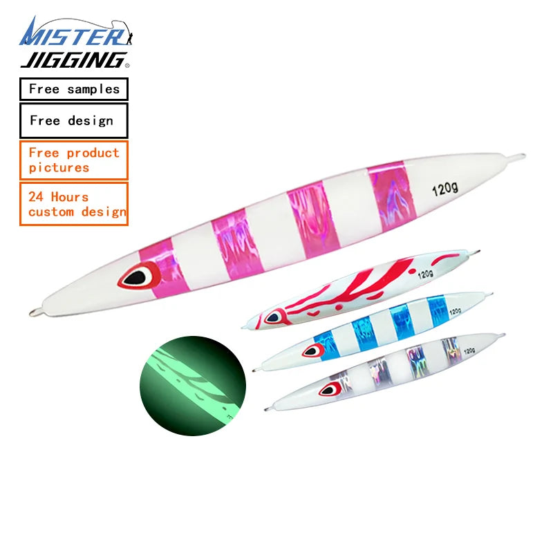 MISTER JIGGING Lure 120g Fishing Saltwater Luminous Fishing Metal Jig Fishing Jig Lure Metal Lure