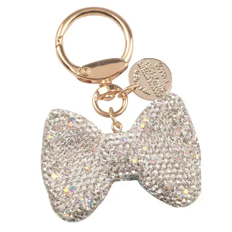 Creative Couple Gifts Full Diamond Bow Keychain Bling Crystal Rhinestone Bow Key Chains Charm Pendant Bow Keychain Cheer Keyring