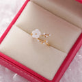 Korean Popular Sweet Versatile Love Open Adjustable Ring  Colorful Sparkling Crystal Zircon Flower Ring for Women