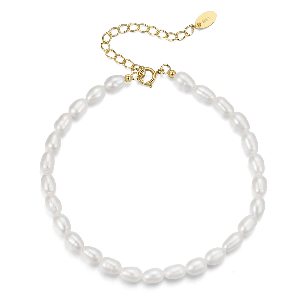 Cultured Freshwater Pearl Girls Bracelet 14k 18k Gold Plated 925 Sterling Silver Fine S925 Jewelry Bracelets for Women