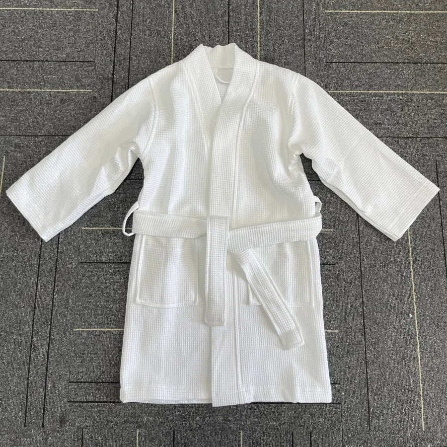 Children Spa Party Kimono Bathrobes Hotel White Cotton Kids Bath Robes