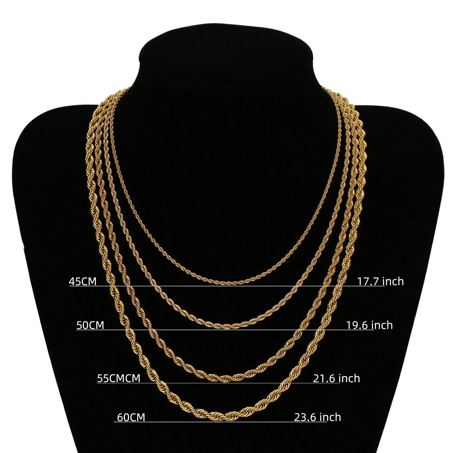 Wholesale 2MM 3MM 4MM 5MM Basic Twisted Chain Necklace Stainless Steel Twist Rope Chain Necklace for Women Men