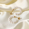 Pearl Beaded Jewelry CC Circle Stud Earrings Ins Geometric Stainless Steel 18K Gold Pearl Hoop Earrings