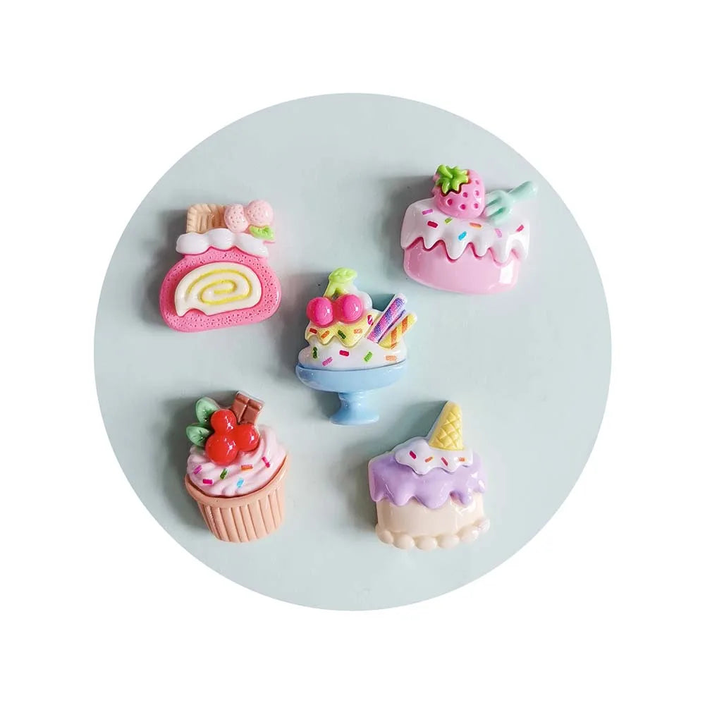 100pcs Kawaii Simulation Cake  Ice Cream Flatback Resin Cabochon Scrapbook Decoration DIY Embellishments Crafts Wholesale