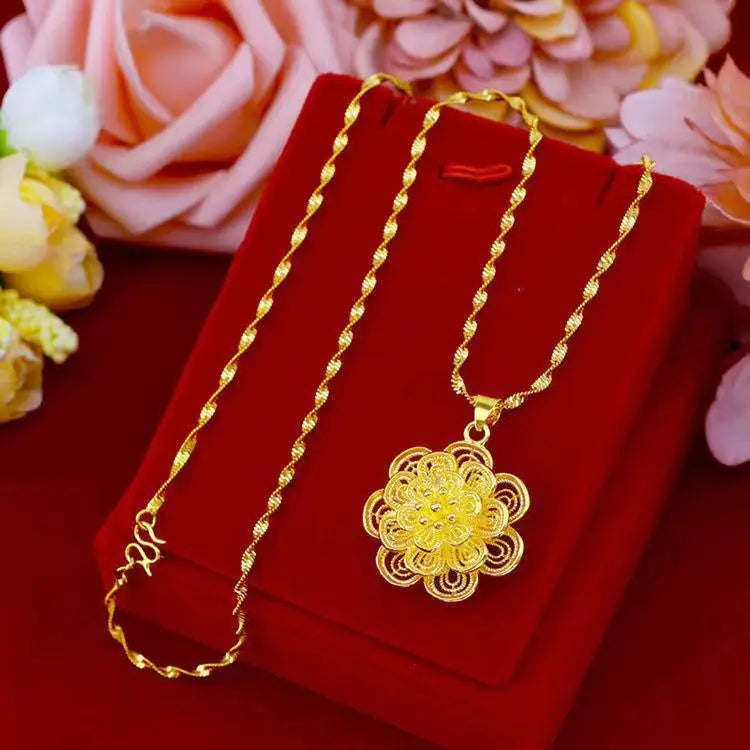 Fashion Chinese Style Flower Pendant Ladies Necklace Personality Temperament Everything Match Mom Ladies Necklace