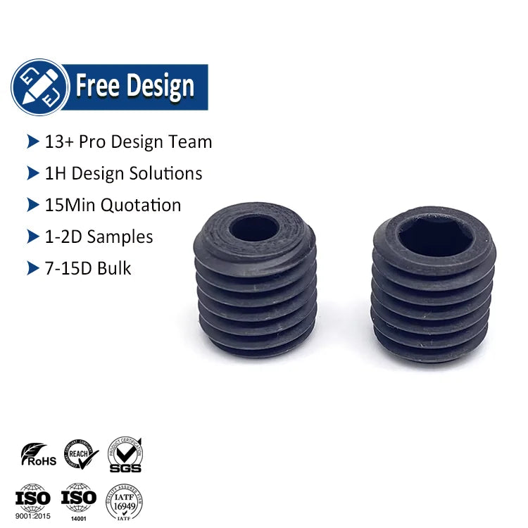 Customized Headless Screw Alloy Steel Black Oxide Through Hole Hollow Hexagon Socket Set Grub Screws with Hole