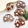 Sayoung Kids Girls Hair Clips Melard Color Coffee Brown Flower Hair Accessories Handmade Flower Mini Cute Hair Bands