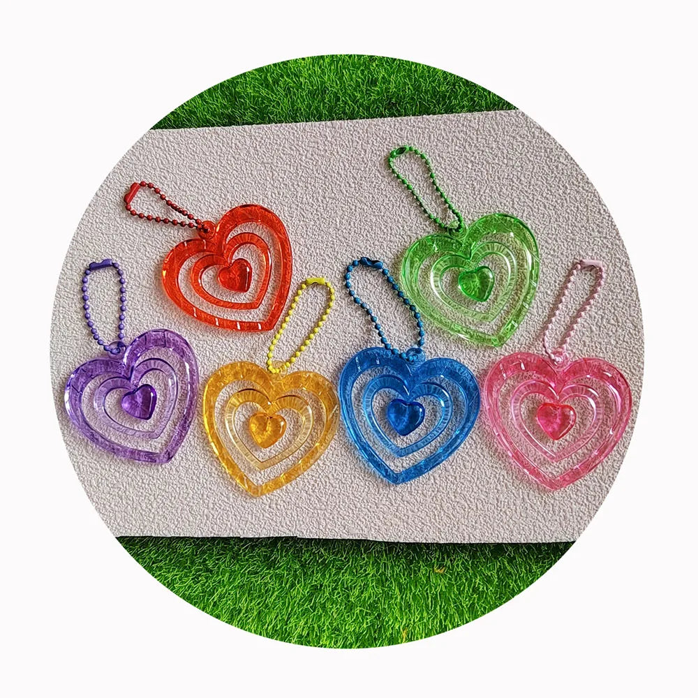50mm Mixed Color Transparent Acrylic Plastic Hollow Heart Charm Pendants Kid Craft DIY Wholesales