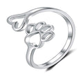 Special Dog Friendly Ring Cute Dog Footprints Heart Hollow Rings Open Adjustable Rings Gifts for Women