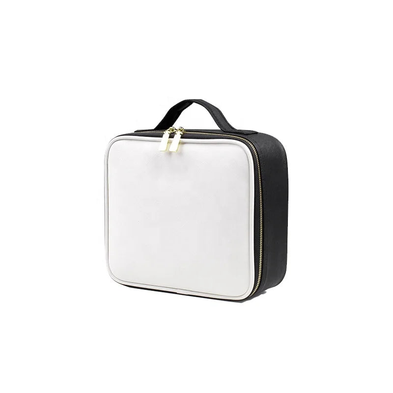 Portable Makeup case Makeup Mirror with Led Light with Mirror LED Portable PU Leather Travel Cosmetic Bag Large-capacity Makeup
