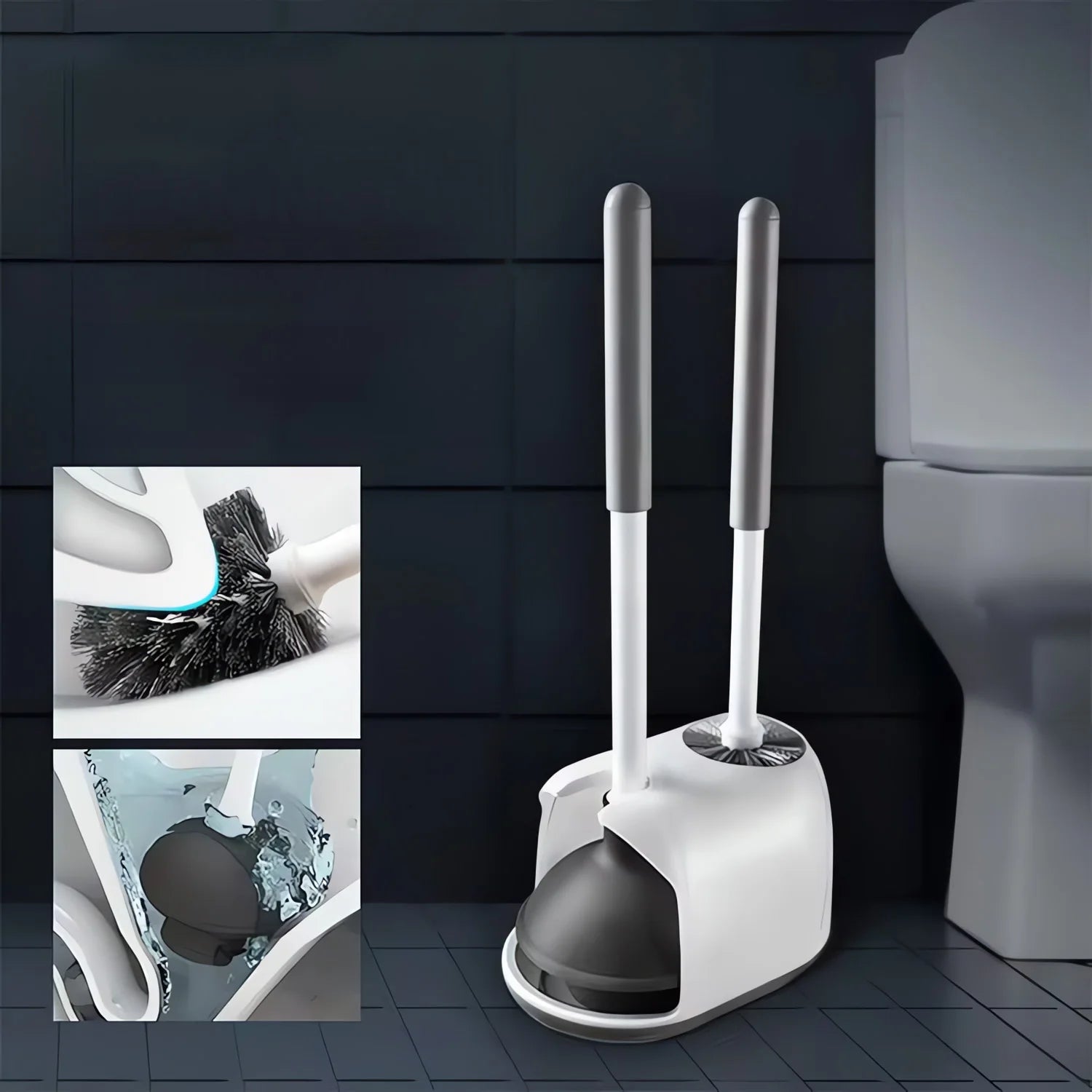 Household Toilet Plunger and Bowl Brush Set Combo Holder for Toilet Plunger Cleaning Bathroom Brush Cleaning Tools