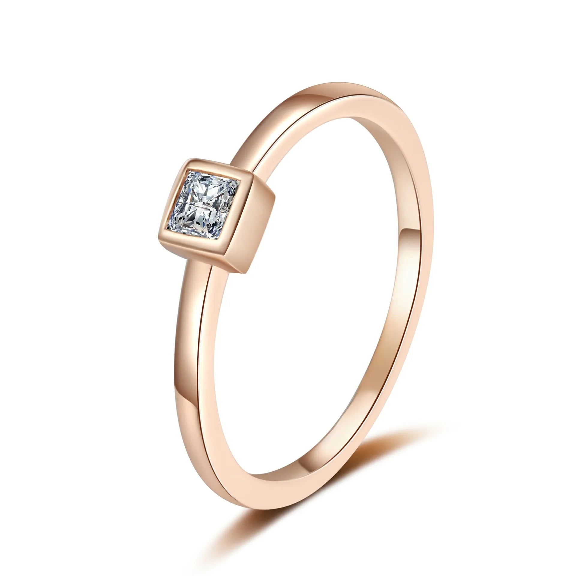 0.3CT Princess Cut Moissanite Rings 925 Sterling Silver Plated 18K Rose Gold Ring Does Not Fade Fine Jewelry