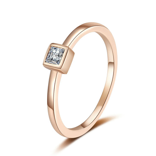 0.3CT Princess Cut Moissanite Rings 925 Sterling Silver Plated 18K Rose Gold Ring Does Not Fade Fine Jewelry