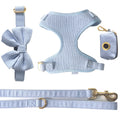Custom Luxury Brand Logo Step in Mollescent Velvet Corduroy Dog Harness Hunde Geschirr Set
