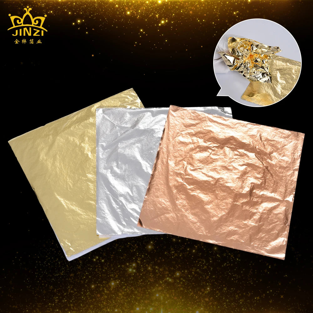 14/16cm Chinese Genuine Copper Imitation Gold Leaf Foil Sheets for Decorating Wallpaper