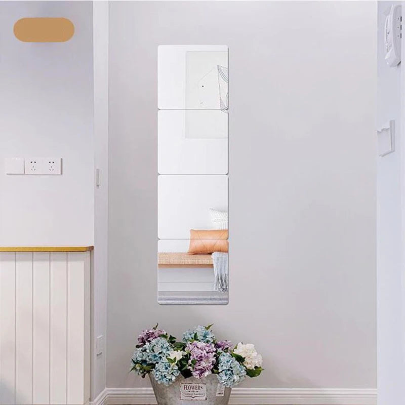 Custom 30*30cm Square Flexible Acrylic Mirror Wall Stickers for Home Decor