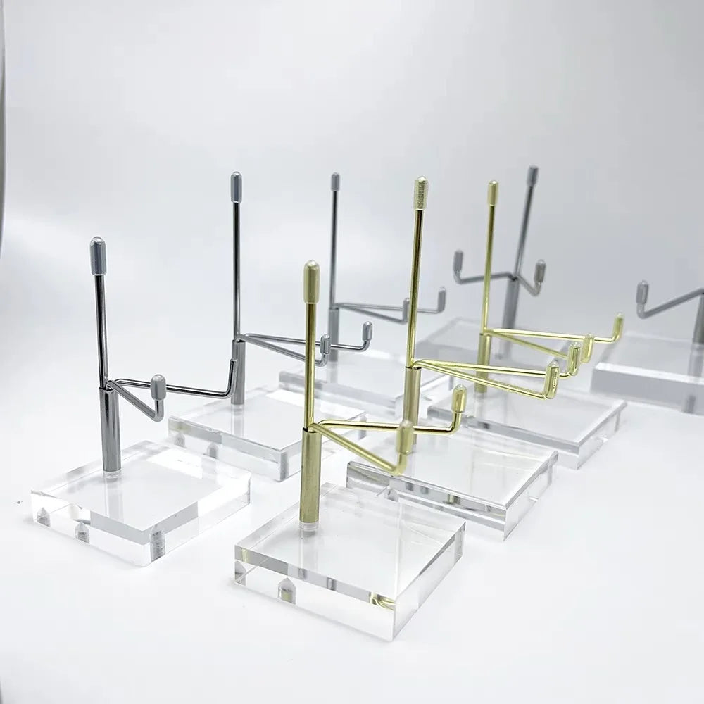 Acrylic Crystal Stainless Steel Jewelry Display Stand with Customizable Sizes & Thickness Perfume Organizer Custom Shapes