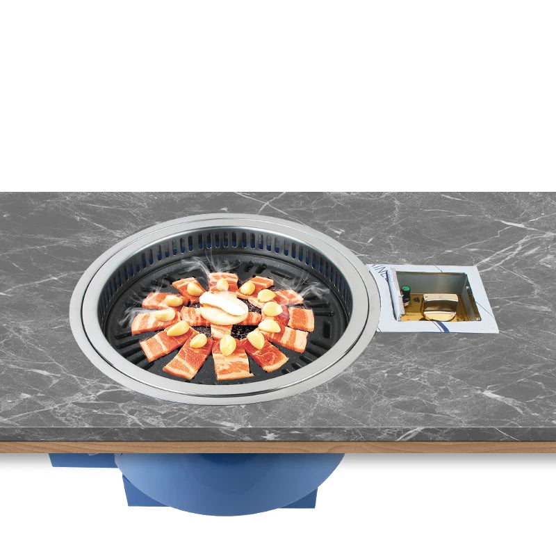 Kitchen Restaurant Barbecue Round Stainless Steel Indoor Liquefied Gas Oven Charcoal Bbq Grill