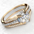 CAOSHI Custom Factory Vintage Style Round Cubic Zirconia Two Tone Plated Band Rings for Women Wedding Fashion CZ Rings Jewelry