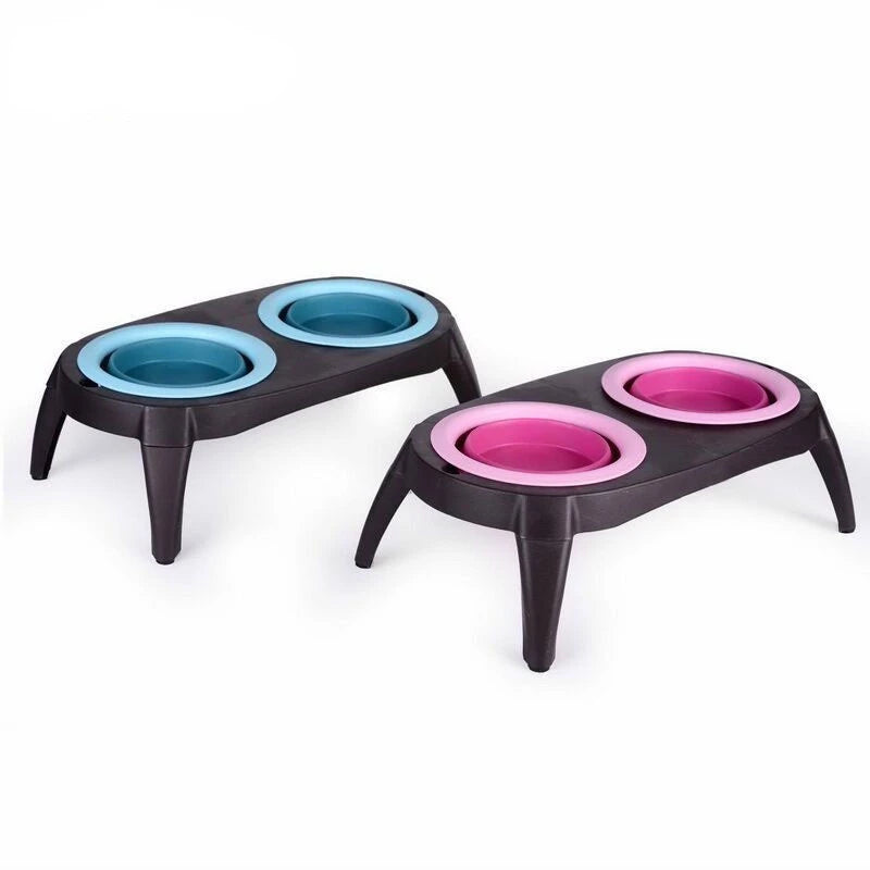 Best Selling Silicone Dog Bowl Foldable Double Bowl Drinking Cat Food Rice Basin Wholesale