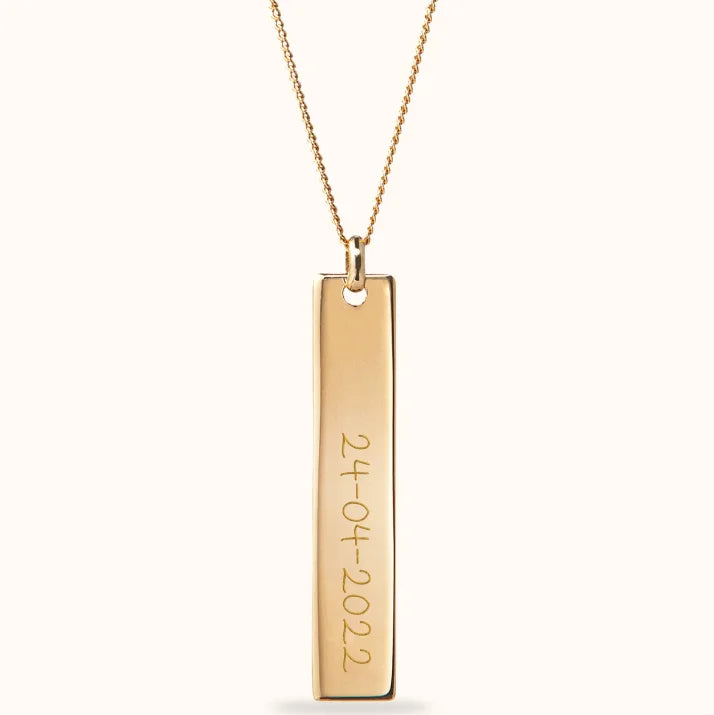 Inspire Jewelry Custom Personalized Stainless Steel Vertical Bar Necklace Free Charm Logo Design Daily Wear Jewelry for Women