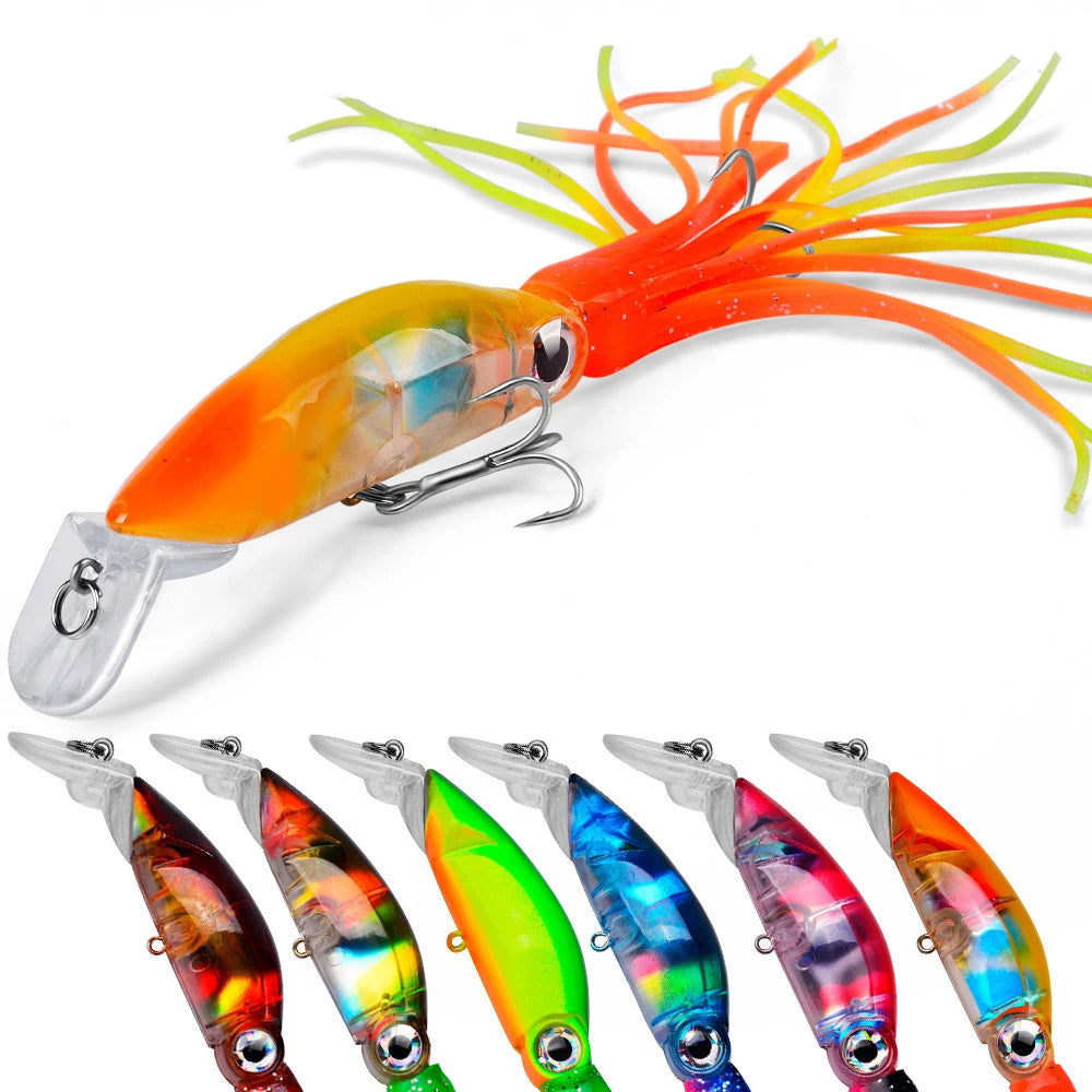 1Pc Big Octopus Hard Fishing Lure 3D Eyes 10cm 18.5g Jig Wobbler Squid Artificial Plastic Bait for Tuna Sea Allure Tackle