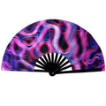 FAREA Customized Large Neon Rave Bamboo Clack Folding Hand Fans Black Light UV Responsive with 12 Styles DIY Painted Techniques