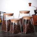 350ml 750ml 950ml Empty Food Grade Clear Recycled Conical Candle Glass Jars with Bamboo Wood Lid
