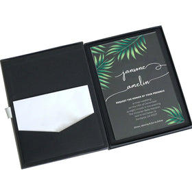 Unique Clear Acrylic Wedding Invite Cards Gold Foil Black Hardcover Wedding Invitation Box Set
