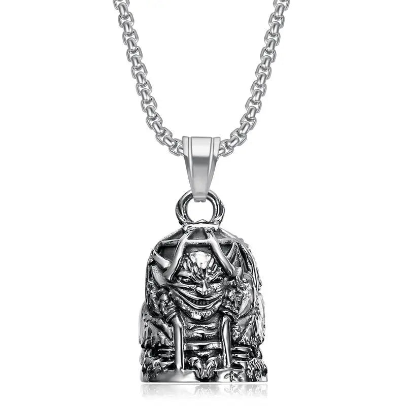 Biker Good Luck Motorcycle Gremlin Bells Lady Custom Guardian Prisoner's Cage Demon Bell for Motorcycle Punk Necklace Gifts