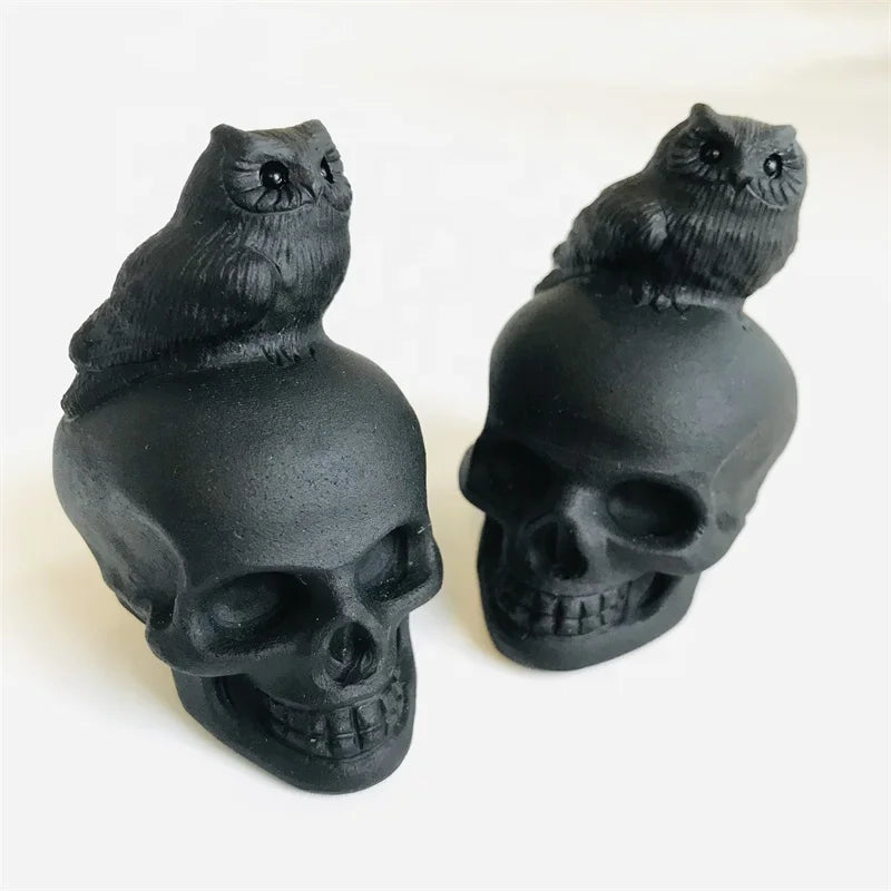 Wholesale Customize Owlite Skulls Animal Crystal Black Obsidian Owl Skulls