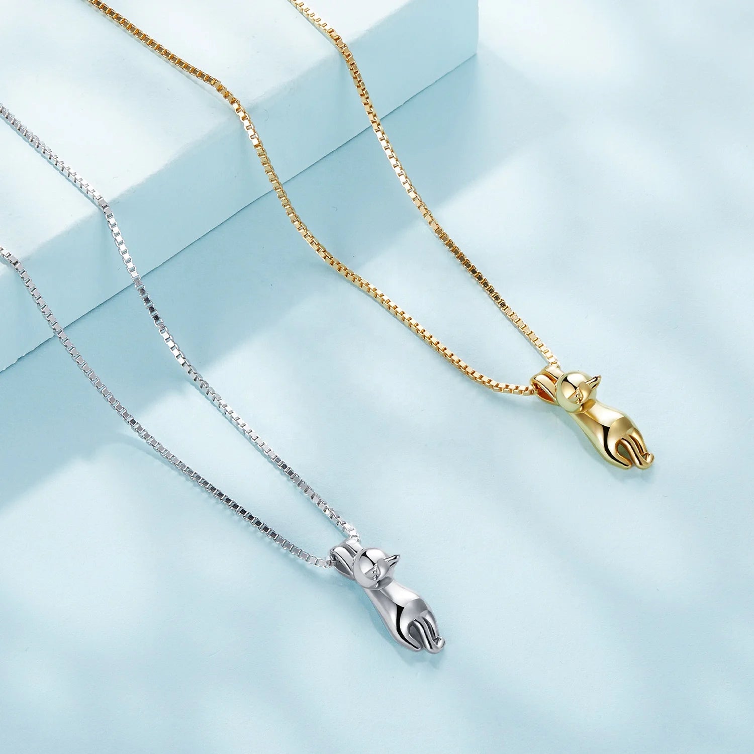 925 Sterling Silver Women Necklace 14K Gold Plated Cat Pendant Cute Animal Jewelry Featuring Zircon for Wedding Birthday SCN032