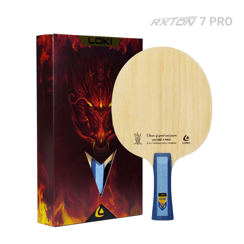 Rxton 7Pro Koto Wood Custom Print Logo Basalt Carbon 7 Layer Racket Ping Pong Paddle Professional Table Tennis Blade