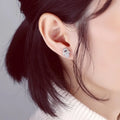 Minimalist 18K Gold Plated Hamsa Hand Ear Studs Fashionable Waterproof Zirconia Protective Stainless Steel Tiny Dainty Stud