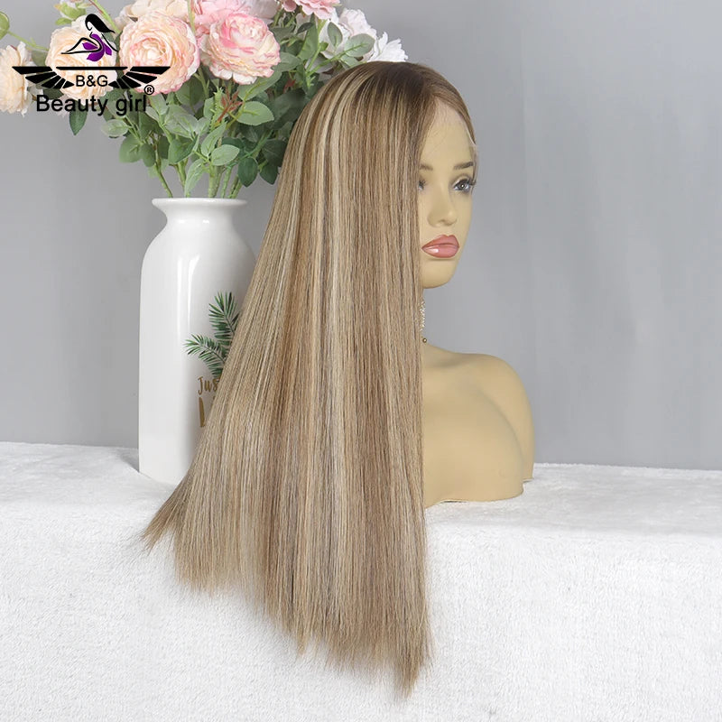 Balayage Highlights Color Natural Looking Niceborn Jewish Wigs Lace Front Rabbi Certification Jewish Kosher Wigs