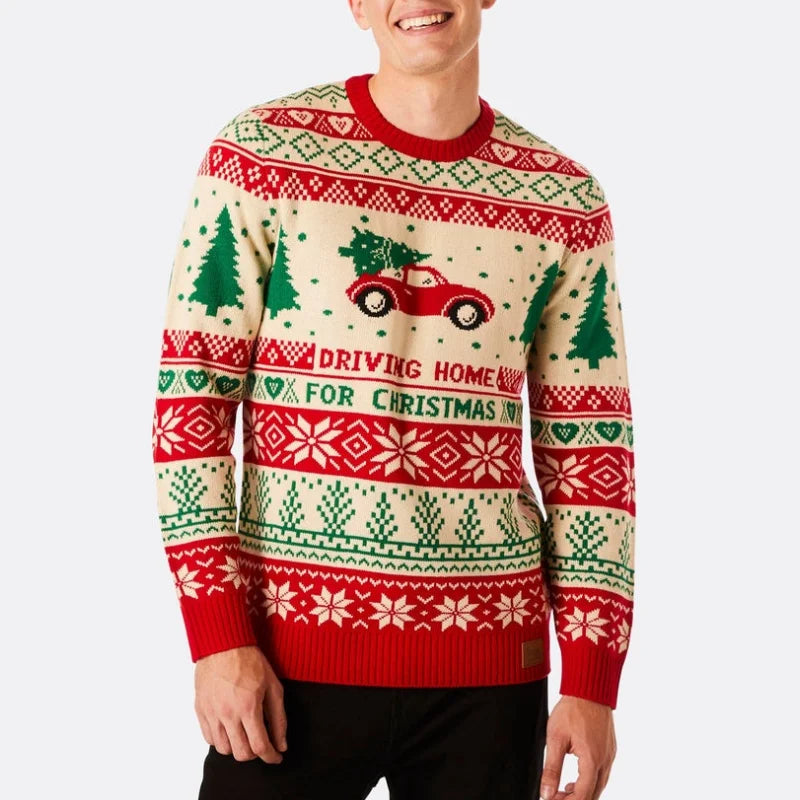 Wholesale Custom Logo Ugly Christmas for Your Brand High-quality Winter Sweater Letter Driving Home Christmas Men's Pullover