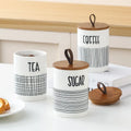 Modern Nordic Design Ceramic Eco-Friendly Home Kitchenware Candy Cookie Food Storage Jars Tea Coffee Sugar Canister Wooden Lid